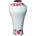 Porcelain Ivy Leaf White with Red Vase