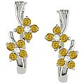 14k Gold Citrine and Diamond Hoop Earrings