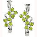14k Gold Peridot and Diamond Hoop Earrings