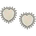 14k Gold Opal Heart and 1/3ct TDW Diamond Earrings (H-I, I1-I2)