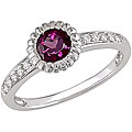 14k White Gold Rhodolite and 1/10ct TDW Diamond Ring