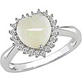 14k Gold 1/5ct TDW Diamond and Opal Heart Ring