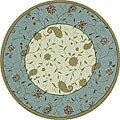 Indoor/ Outdoor Deloache Beige/ Blue Rug (7'10 Round)