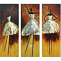 'Ballerina' Hand-painted 3-piece Canvas Art Set