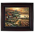 'Country at Dusk' Hand-painted Oil Framed Canvas Art