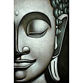 'Silver Buddha' Hand-painted Canvas Art