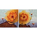 Hand-painted 'In Bloom' 2-piece Oil Canvas Art Set
