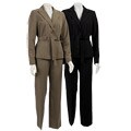 Larry Levine Women's York Stripe Belted Pant Suit