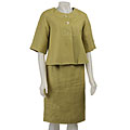Larry Levine Women's Linen A-line Skirt Suit