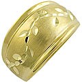 10k Yellow Gold Engraved Leaf Ring (Size 7)