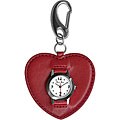 Yoshi Oshi Dakota Girl's Red Leather Heart Charm Clock