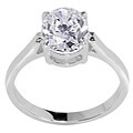 Silvertone Oval CZ Bridal-inspired Solitaire Ring