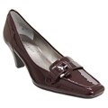 Anne Klein Midheel Patent Leather Square Toe Buckle Loafers