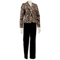Sharagano Women's Leopard Print Cotton Pant Suit