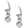 Sterling Silver Round CZ Charm Hoop Earrings