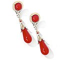 Michael Valitutti Two-tone Red Jade and Ruby Earrings