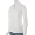 WD NY Women's Pleated Trim Button-up Stretch Blouse