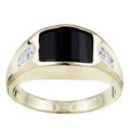 10k Yellow Gold Men's Onyx and Diamond Ring (Size 10)