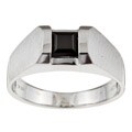 10k White Gold Men's Square Onyx Ring (Size 10)