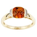 14k Yellow Gold Checkerboard Citrine and Diamond Ring (Size 7)
