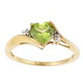 10k Yellow Gold Peridot and Diamond Heart Ring