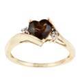 10k Yellow Gold Smokey Topaz and Diamond Heart Ring