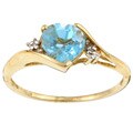 10k Yellow Gold Blue Topaz and Diamond Heart Ring