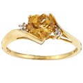 10k Yellow Gold Citrine and Diamond Heart Ring