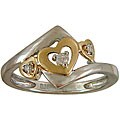 Sterling Silver and 10k Gold Diamond Heart Ring