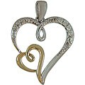 Sterling Silver and 10k Gold Diamond Heart Necklace