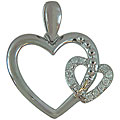 Sterling Silver and 10k Gold Diamond Heart Necklace