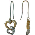 Silver and 10k Gold 1/10ct TDW Diamond Heart Earrings