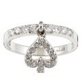 Sterling Silver Cubic Zirconia Spade Suits Charm Ring