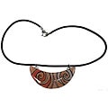 Fused Glass Pink Candy Design Crescent Pendant (Chile)