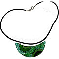 Fused Glass Green Bubble Crescent Necklace (Chile)