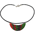 Fused Glass Psychedelic Crescent Necklace (Chile)