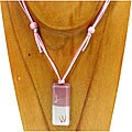 Fused Glass Pink/ White Rectangle Necklace (Chile)