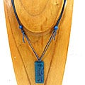 Fused Glass Teal/ Blue Rectangular Pendant (Chile)