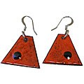 Copper Orange and Black Triangular Enamel Earrings (Chile)
