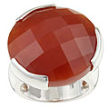 Sterling Silver Round Faceted Red Jade Ring