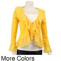 W.D.N.Y Women's Chiffon Ruffle V-neck Cardigan