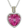 Silver and 10k Gold Pink Topaz and Diamond Necklace
