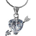 Silvertone Clear Cubic Zirconia Heart and Arrow Necklace