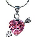 Silvertone Pink Cubic Zirconia Heart Necklace