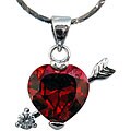 Silvertone Red Cubic Zirconia Heart Necklace