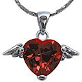 Winged Heart Red CZ Necklace