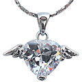 Winged Heart Clear CZ Necklace
