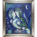 Chagall 'Lovers with Half Moon, 1926' Hand-painted Canvas Art