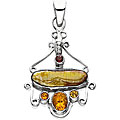 Sterling Silver Citrine, Garnet and Pearl Pendant (India)
