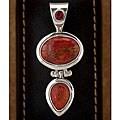 Sterling Silver Garnet and Sponge Coral Pendant (India)